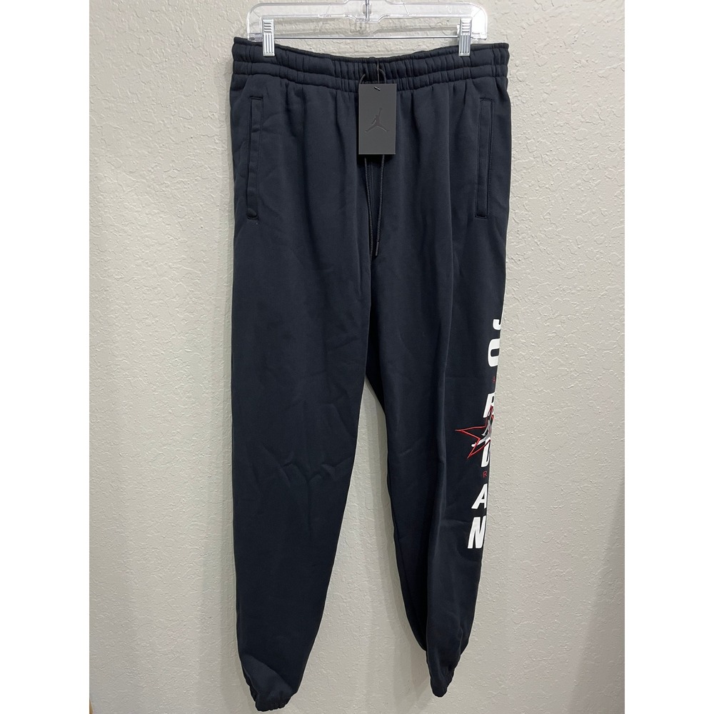 NEW Nike Mens Large Jordan Essentials Air Stretch Fleece Jogger Pants Black